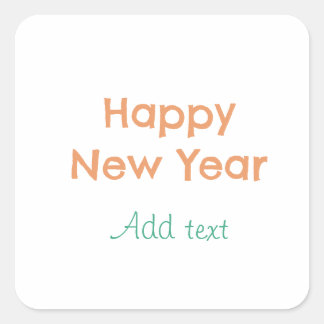 Adesivo Quadrado Feliz ano novo laranja verde nome data moderno ret