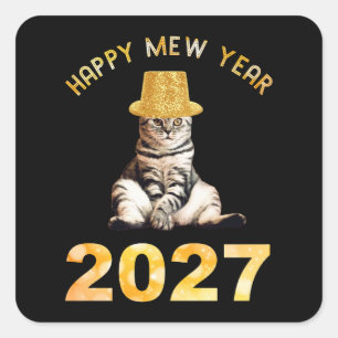 Adesivo Quadrado Feliz Ano Novo Mew 2027