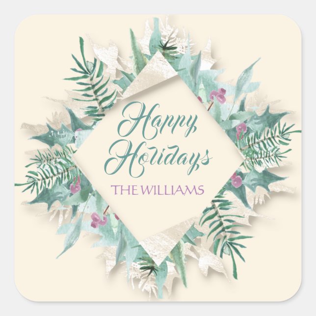 Adesivo Quadrado Feliz Belly Natal Feliz Feriados Feriados da Casa  (Frente)