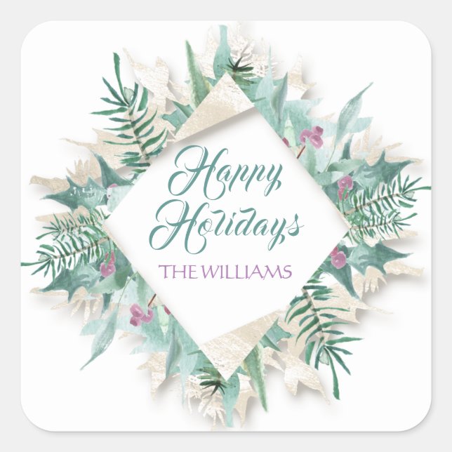 Adesivo Quadrado Feliz Belly Natal Feliz Natal Casa Branca (Frente)