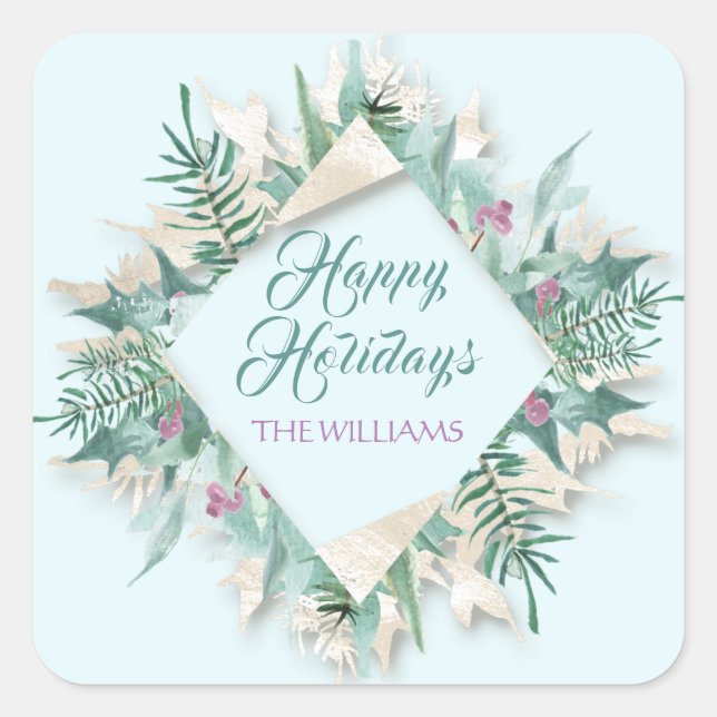 Adesivo Quadrado Feliz Belly Natal Feliz Natal Hora Azul (Frente)