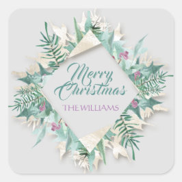 Adesivo Quadrado Feliz Belo Natal Feliz Feriados Diamond Cinza