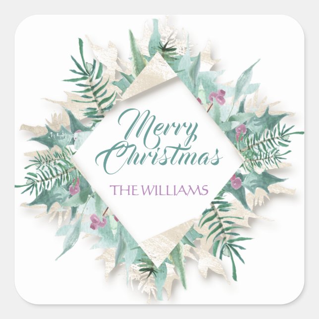 Adesivo Quadrado Feliz Belo Natal Feliz Feriados Diamond White (Frente)