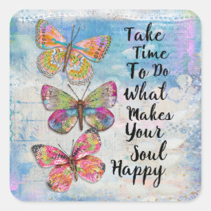 Adesivo Quadrado Feliz Borboletas de Alma