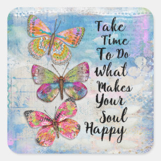 Adesivo Quadrado Feliz Borboletas de Alma