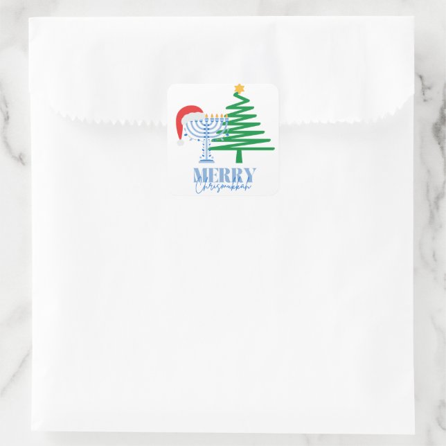 Adesivo Quadrado Feliz Chrismukkah Sticker (Bolsa)