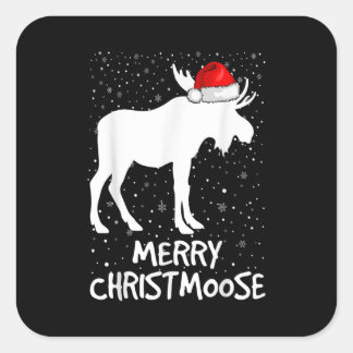 Adesivo Quadrado Feliz Christmoose Engraçado Papais noeis Natal Moo