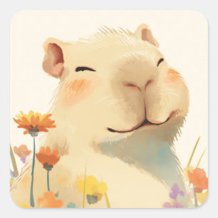 Adesivo Quadrado Feliz como Capivara