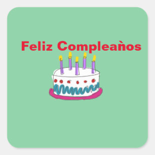 ADESIVO QUADRADO FELIZ COMPLETA Ǹ BOLO DE ANIVERSÁRIO PERSONALIZA