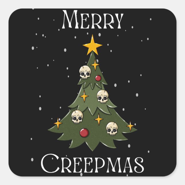 Adesivo Quadrado Feliz Creepmas Tree Square (Frente)