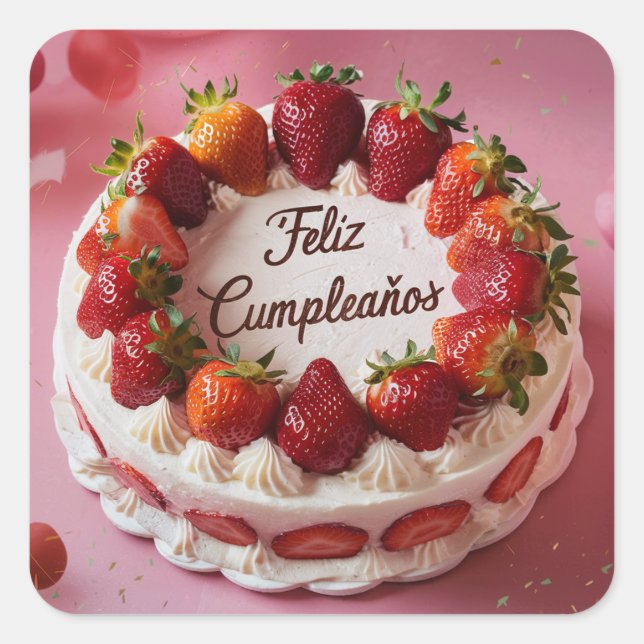 Adesivo Quadrado Feliz Cumpleaños (Frente)