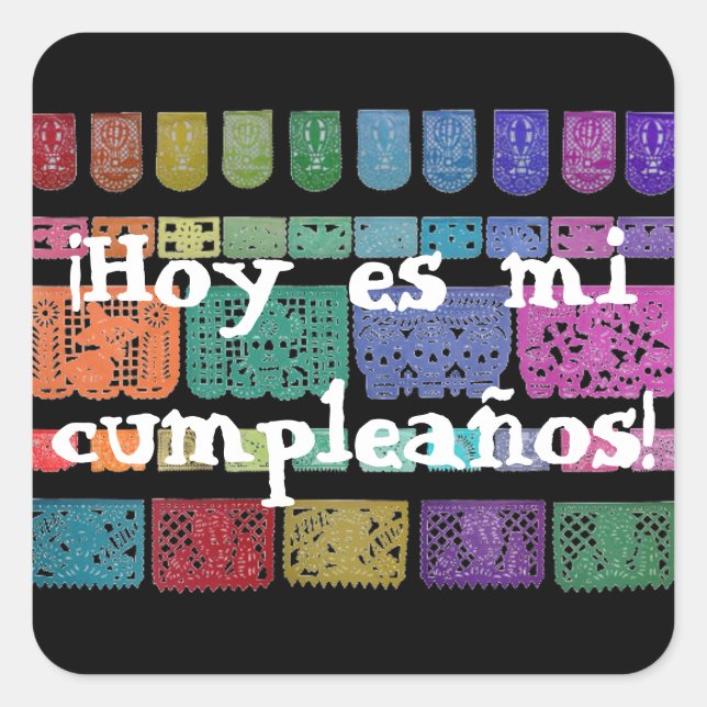 Adesivo Quadrado Feliz Cumpleanos Sticker (Frente)