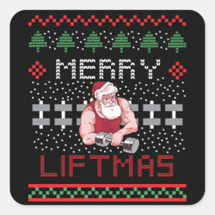 Adesivo Quadrado Feliz de Design de Liftmas Ugly Cristmas