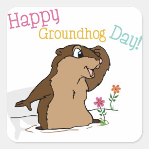 Adesivo Quadrado Feliz Dia da Marmota