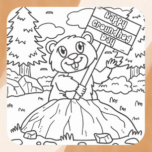 Adesivo Quadrado Feliz Dia da Marmota