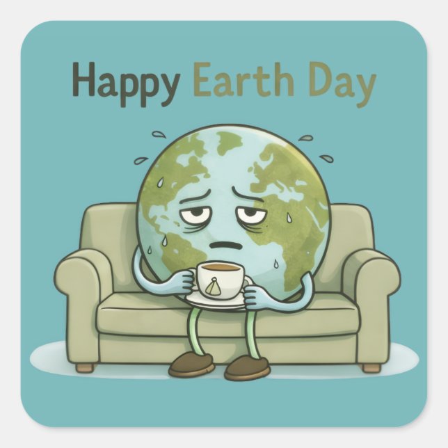 Adesivo Quadrado Feliz Dia da Terra  (Frente)