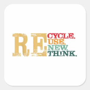 Adesivo Quadrado Feliz Dia da Terra Recicle Reutilize Renove Repens