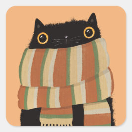 Adesivo Quadrado Feliz Dia das Bruxas de Gato Negro