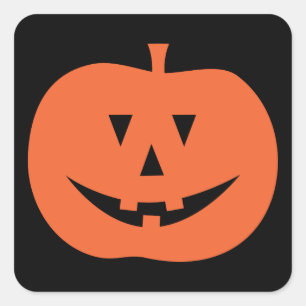Adesivo Quadrado  Feliz Dia das Bruxas  Jack O Lanterna
