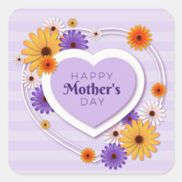 Adesivo Quadrado Feliz Dia das Mães 