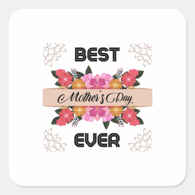 Adesivo Quadrado Feliz dia de as mães Com Amor (Frente)