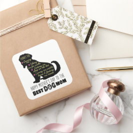 Adesivo Quadrado Feliz Dia de as mães Para O Melhor Cachorro Mãe