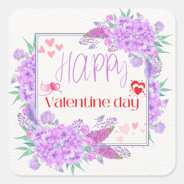 Adesivo Quadrado Feliz dia de os namorados (Frente)