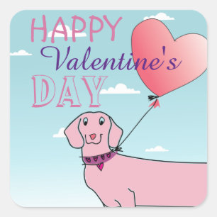 Adesivo Quadrado Feliz dia de os namorados Cão-de-cheiro Rosa