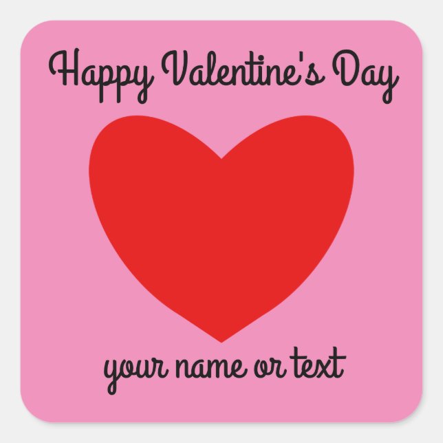 Adesivo Quadrado Feliz dia de os namorados Red Heart Nº 1 Stickers (Frente)