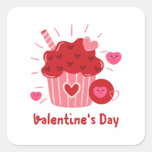 Adesivo Quadrado Feliz dia de os namorados - Vermelhos Corações - I