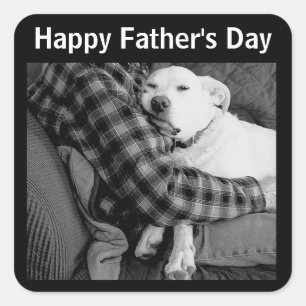 Adesivo Quadrado Feliz Dia de os pais Cachorro Incomodando com Foto