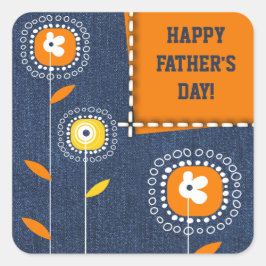 Adesivo Quadrado Feliz Dia de os pais. Denim Pattern