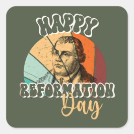 Adesivo Quadrado Feliz Dia de Reforma Vintage Martin Luther