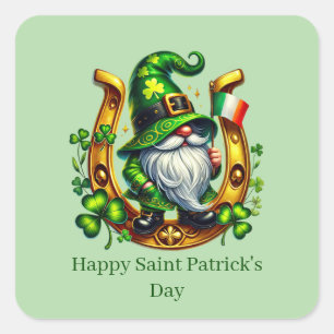 Adesivo Quadrado Feliz Dia de São Patrício duende personalizável