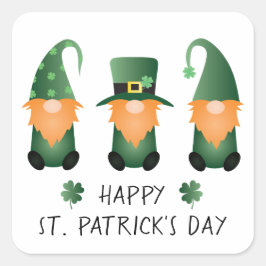 Adesivo Quadrado Feliz Dia de São Patrício Gnomos Verde Laranja