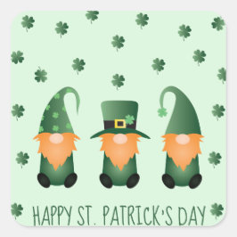 Adesivo Quadrado Feliz Dia de São Patrício Gnomos Verde Laranja