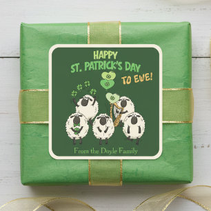 Adesivo Quadrado Feliz Dia de São Patrício para as Ovelhas Irlandes