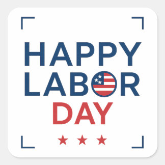 Adesivo Quadrado Feliz Dia do Trabalho Patriótico Moderno