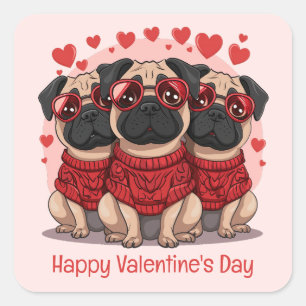 Adesivo Quadrado Feliz Dia dos Namorados Cachorros