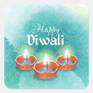 Adesivo Quadrado Feliz Diwali 