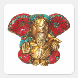 Adesivo Quadrado Feliz DIWALI - Obrigado GANAPATI Ganesh