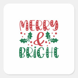 Adesivo Quadrado Feliz e Vermelho Brilho e Natal Verde