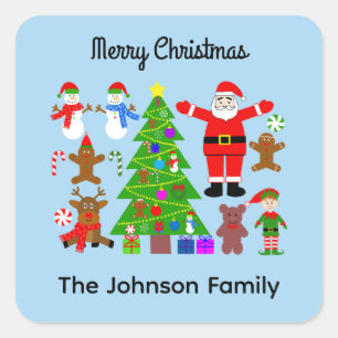 Adesivo Quadrado Feliz Encontro de Natal #3 Stickers