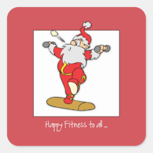 Adesivo Quadrado Feliz exercício de Malhação Natal com Papais no