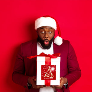 Adesivo Quadrado Feliz Feliz ano novo de Árvore de Natal Dourado M