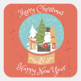 Adesivo Quadrado Feliz Feliz ano novo de Natal