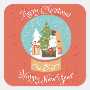 Adesivo Quadrado Feliz Feliz ano novo de Natal