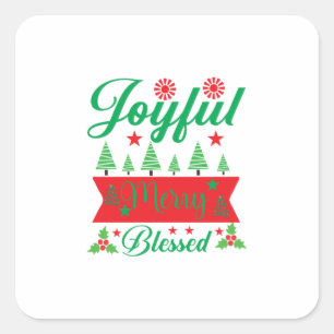 Adesivo Quadrado Feliz Feliz de Natal Abençoada