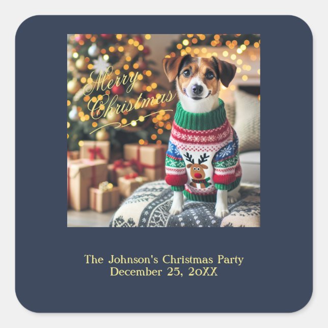 Adesivo Quadrado Feliz Foto de Natal (Frente)