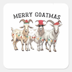 Adesivo Quadrado Feliz Goatmas Animal Goat Lover Feliz Natal